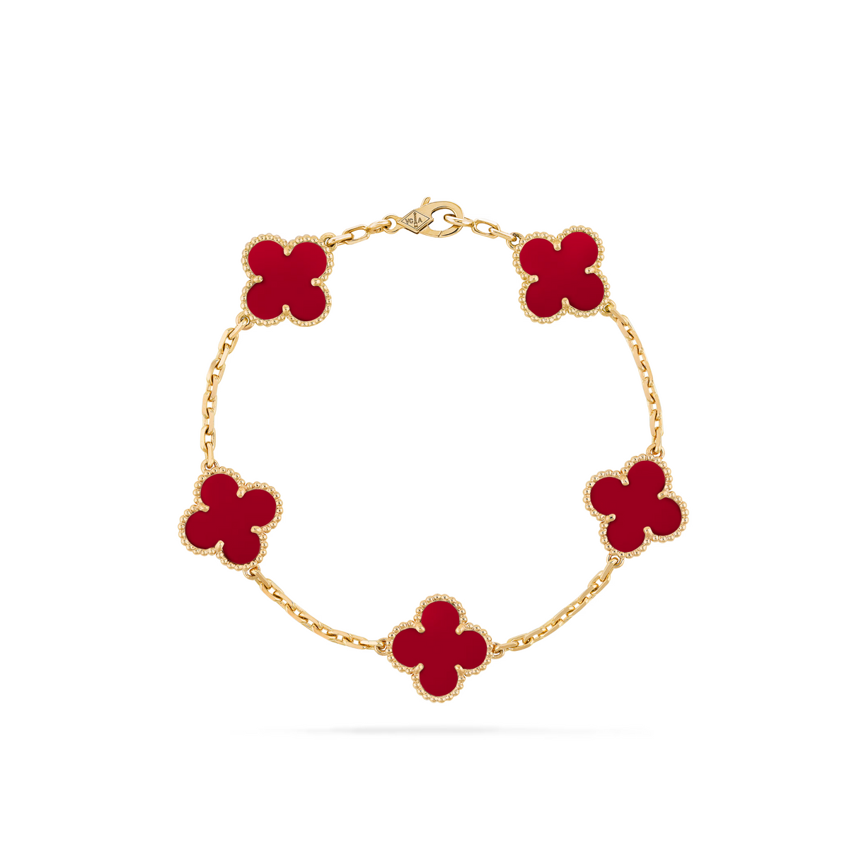 VAN CLEEF VINTAGE ALHAMBRA BRACELET - GOLD/RED