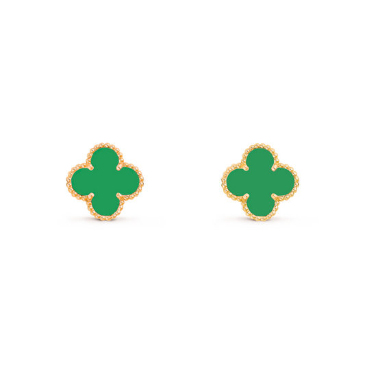 VAN CLEEF VINTAGE ALHAMBRA EARRINGS - GOLD/TRUE GREEN