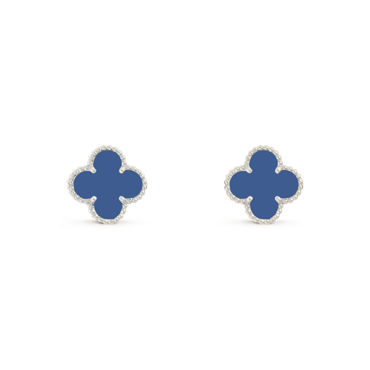 VAN CLEEF VINTAGE ALHAMBRA EARRINGS - SILVER/BLUE