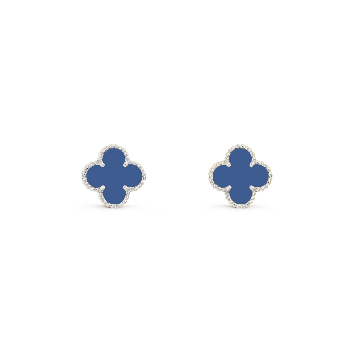 VAN CLEEF VINTAGE ALHAMBRA EARSTUDS - SILVER/BLUE