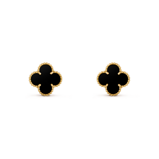 VAN CLEEF VINTAGE ALHAMBRA EARRINGS - GOLD/BLACK