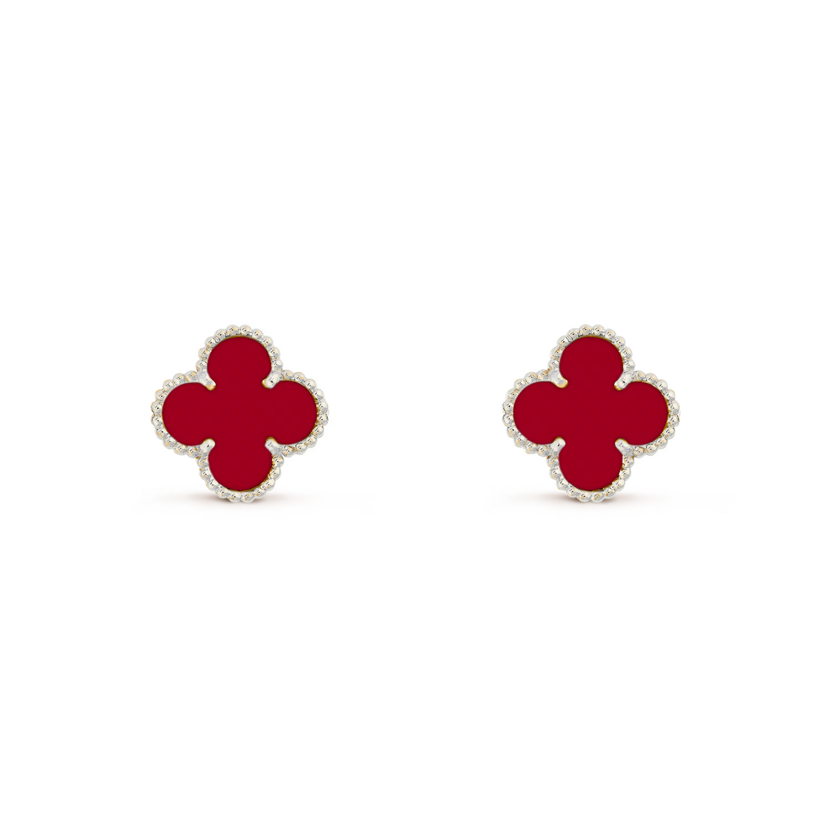 VAN CLEEF VINTAGE ALHAMBRA EARRINGS - SILVER/DEEP RED
