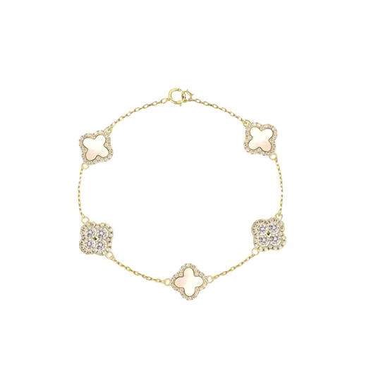 VAN CLEEF VINTAGE ALHAMBRA BRACELET - GOLD/WHITE/DIAMANTE